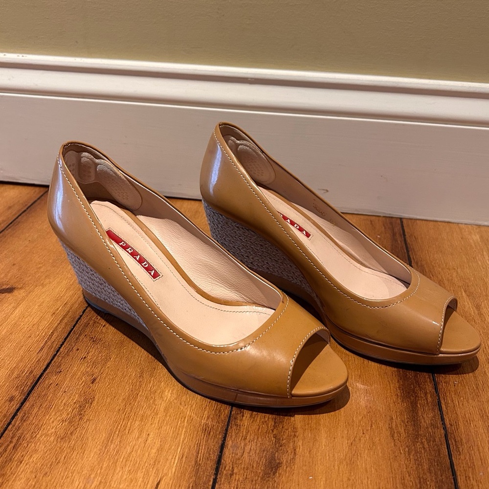 Prada Patent Leather Wedge Heel